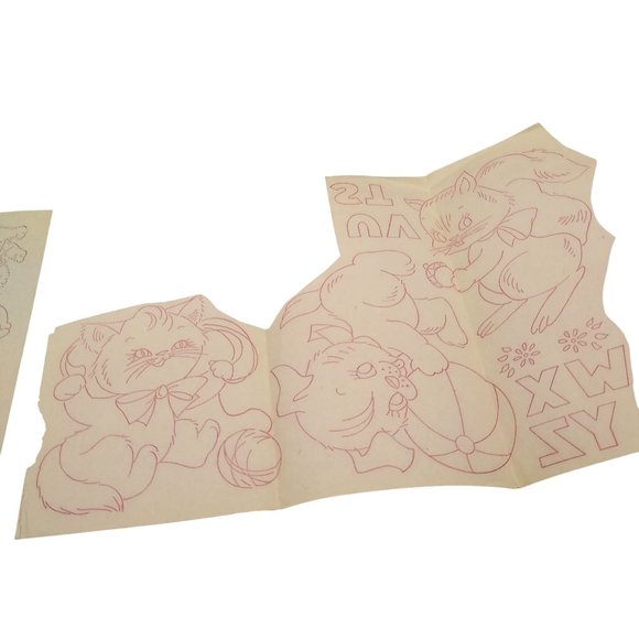 Vintage Kitty Cat Transfer Patterns, MCM Workbasket Iron On Transfers, 1960s - Picture 2 of 3